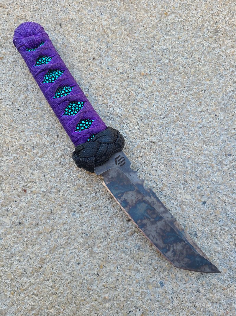 Load image into Gallery viewer, Zwear American Samurai V1 (Purple Paracord Wrap w/ Teal Ray Skin)
