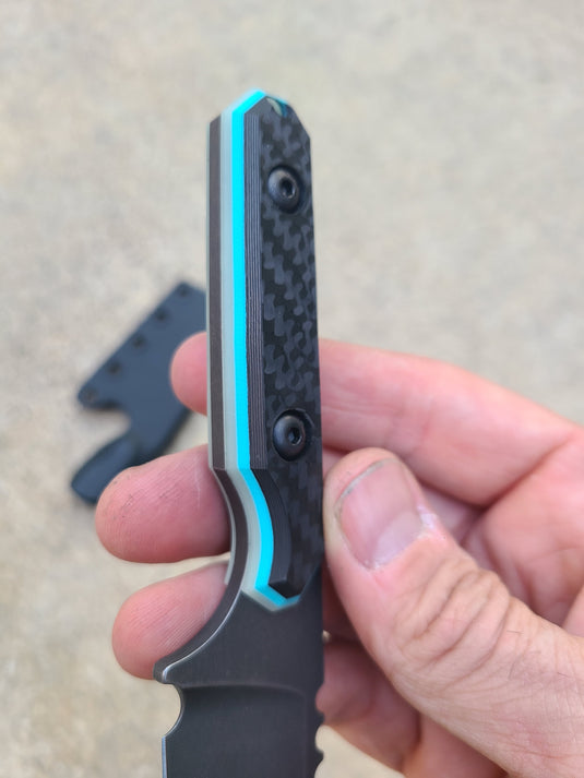 52100 Mid-Sized Bowie (Carbon Fiber w/ Turquoise Blue Glow)
