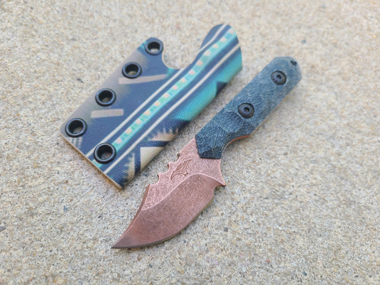 Cruwear Mini Bowie (Blue Canvas Micarta - Copperwash)