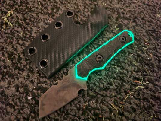 Thin Stock MagnaCut Mini Raptor (Black Micarta w/ Green Glow)