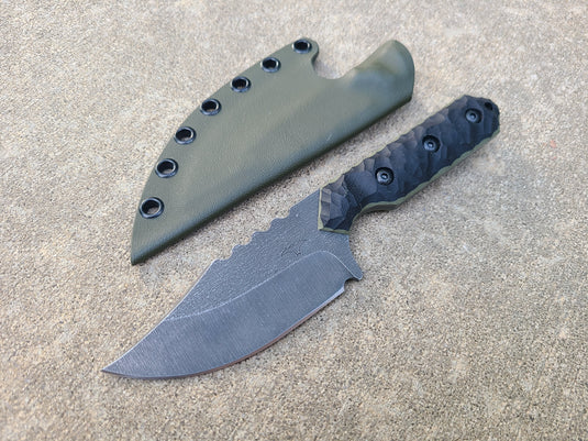 CPM S45VN Full Sized Bowie (Black w/ OD Green)