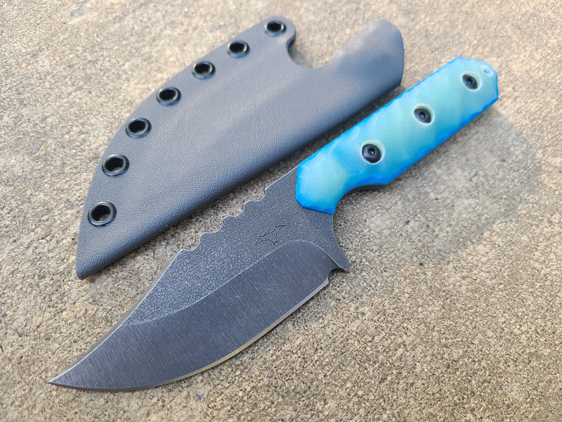 Load image into Gallery viewer, CPM S45VN Full Sized Bowie (Jade w/ Blue Glow)
