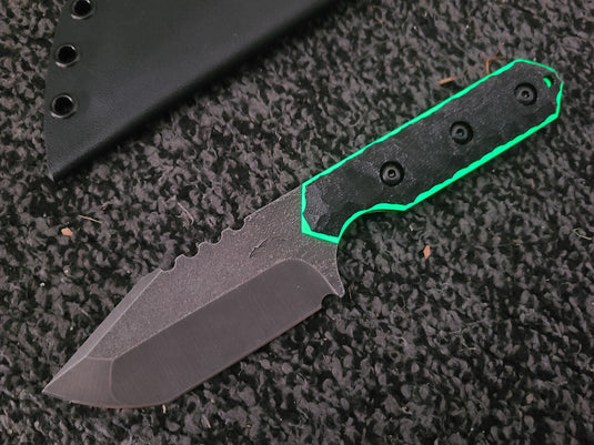 CPM S45VN Full Sized Tanto (Black Micarta w/ Lime Glow)