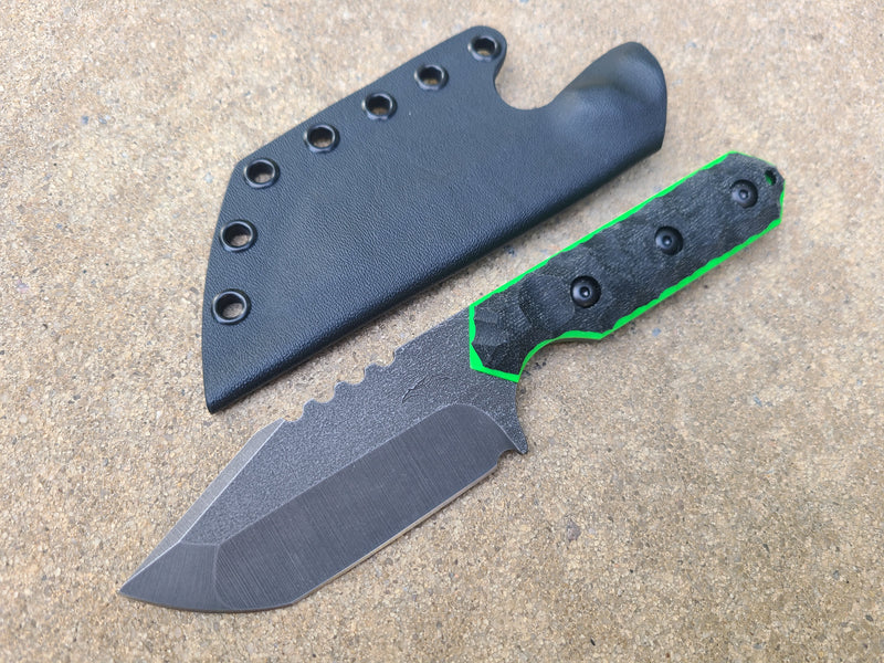 Load image into Gallery viewer, CPM S45VN Full Sized Tanto (Black Micarta w/ Lime Glow)
