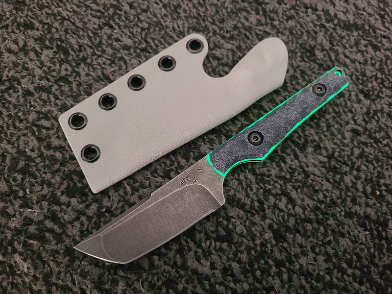 Load image into Gallery viewer, AEB-L One-Off Tanto (Blue Canvas Micarta w/ Glow)
