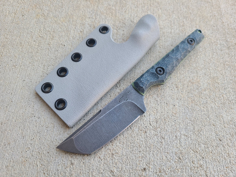 Load image into Gallery viewer, AEB-L One-Off Tanto (Blue Canvas Micarta w/ Glow)
