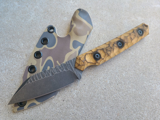 MagnaCut Full Sized WLP (Burnt Natural Micarta w/ Rocked Flats)