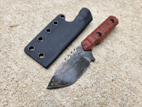 52100 Mid-Sized Production Tanto (Chili Pepper Micarta)